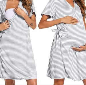 Maternity Robe, Pregnant Short Sleeve Labor Delivery Nursing